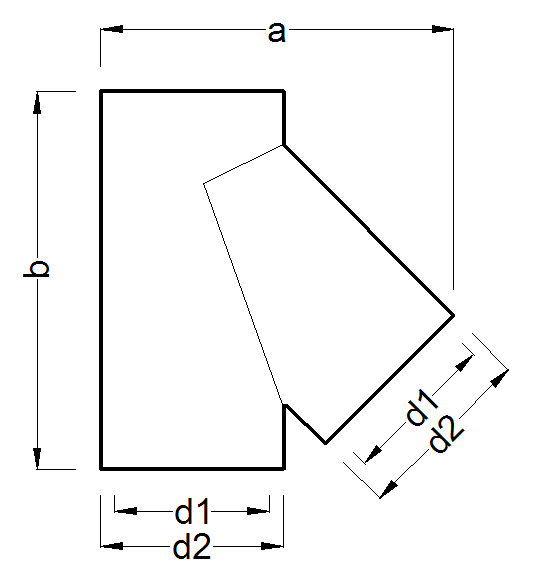 STYRO - trójnik 45st - wymiary